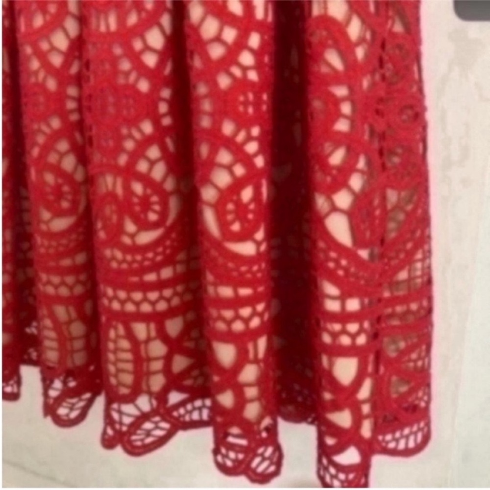 Anthropologie HD in Paris Lined Red Lace Dress - Picture 3 of 6